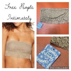Free People Intimately Lace Bandeau Taupe Size XS NEW